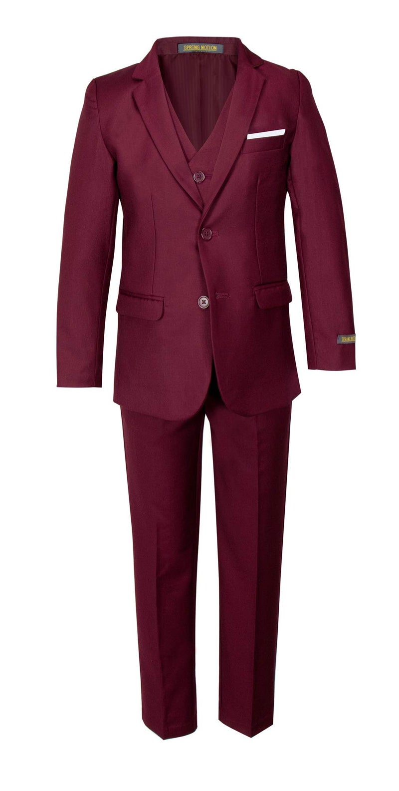 Spring Notion Boys' Modern Fit Burgundy Suit 3-Piece Set 16 - Image 1